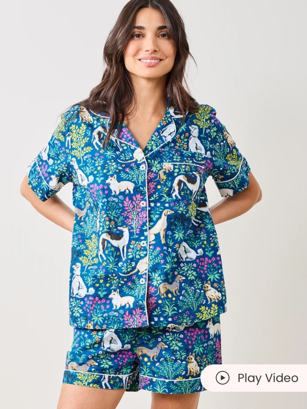 Printfresh short pajama set. Indigo blue in the Must Love Dogs pattern. 3X